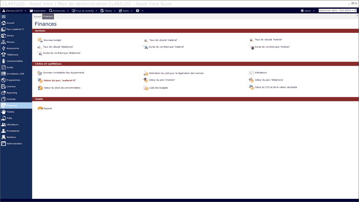 ClariLog - Asset View Suite - gestion administrative et financiere