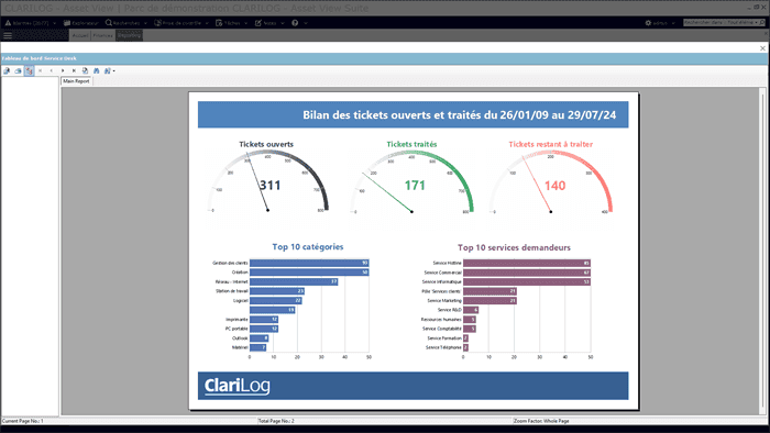 ClariLog - Asset View Suite - Exploitation des données - Reporting