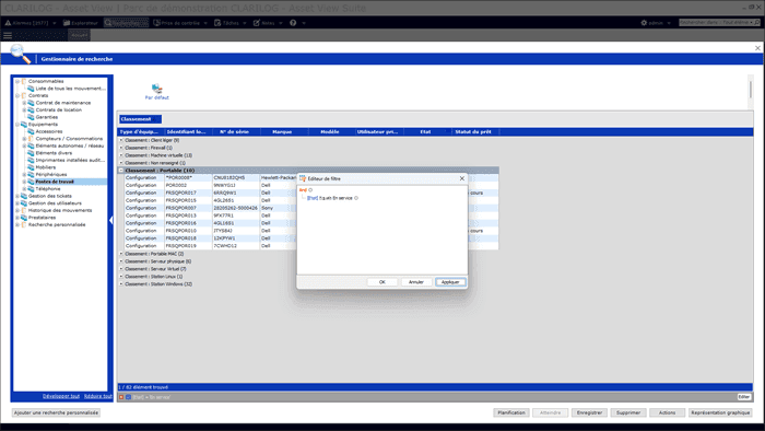 ClariLog - Asset View Suite - Exploitation des données - Requêtes