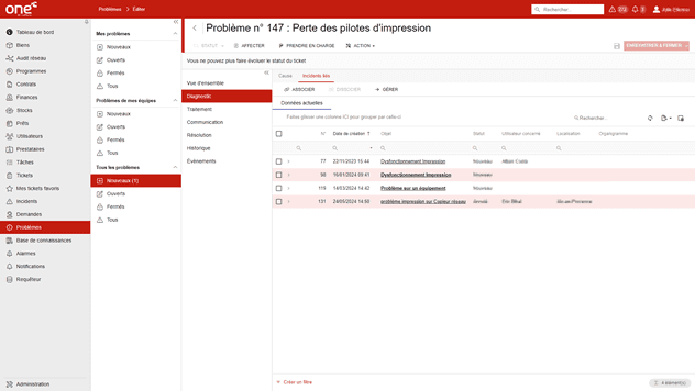 One by ClariLog - Gestion des problèmes