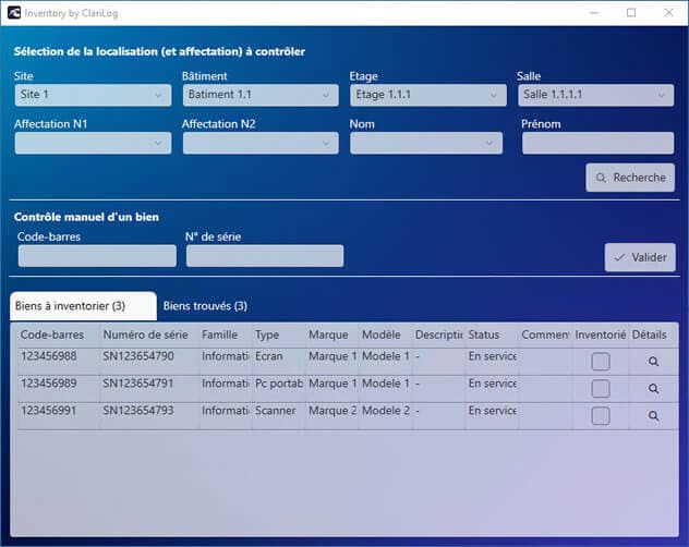 Inventory by ClariLog - Inventaire de contrôle